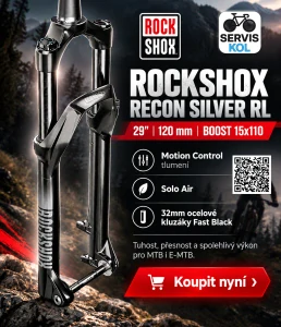 vidlice ROCK SHOX Recon Silver RL, black 120mm, 1 1/8" x 1 1/2" Tapered, osa 15x110mm